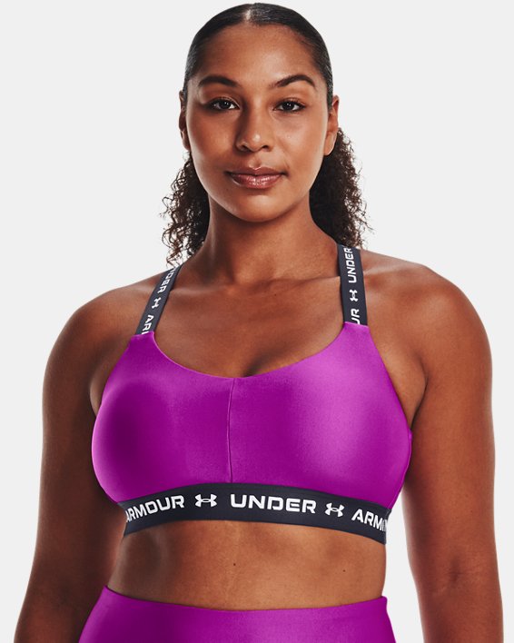 Women's UA Crossback Low Sports Bra, Purple, pdpMainDesktop image number 3